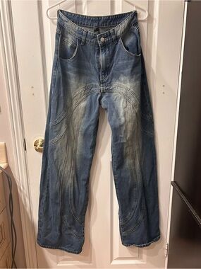 Cider Women's Washed Blue Relaxed Jeans